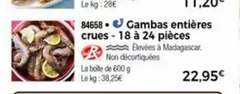 Thiriet Gambas Entiéres Crues - 18 a 24 Piéces offre