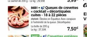 Thiriet Queues De Crevtees Cocktail Décortiquées Cuites - 18 a 22 Piéces offre
