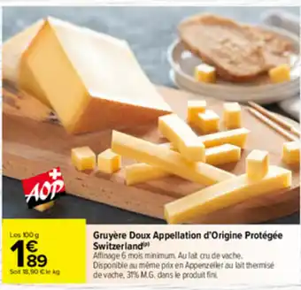 Gruyère Doux Appellation d'Origine protégée