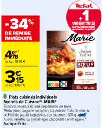 Carrefour Plats cuisinés individuels Secrets de Cuisiné offre