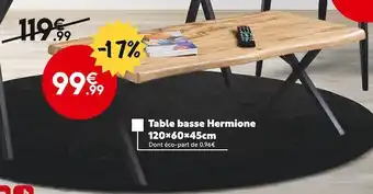 Maxi Bazar Table basse hermione 120x60x45cm offre