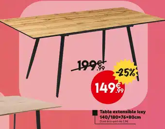 Maxi Bazar Table extensible icey 140/180x76x80cm offre