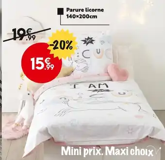 Maxi Bazar Parure licorne 140x200cm offre