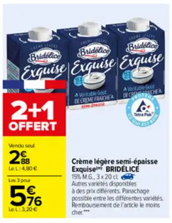 Carrefour Créme légère semi-épaisse Exquise offre