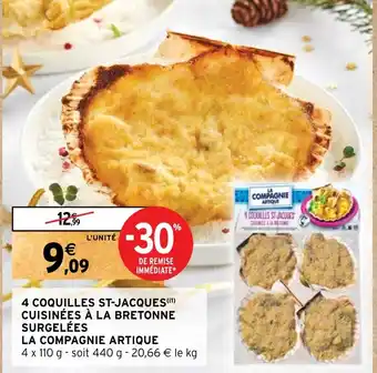 Intermarché 4 COQUILLES ST-JACQUES CUISINÉES À LA BRETONNE SURGELÉES offre