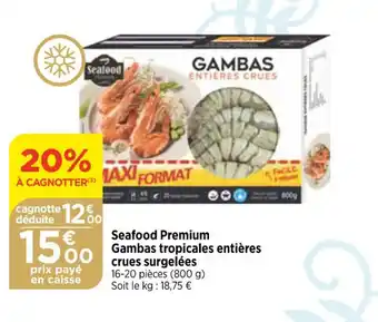 Bi1 Seafood Premium Gambas tropicales entières crues surgelées offre