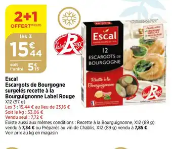 Bi1 Escal Escargots de Bourgogne surgelés recette à la offre
