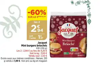 Bi1 Jacquet Mini burgers briochés offre