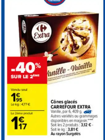 Carrefour Cônes glacés Carrefour Extra offre