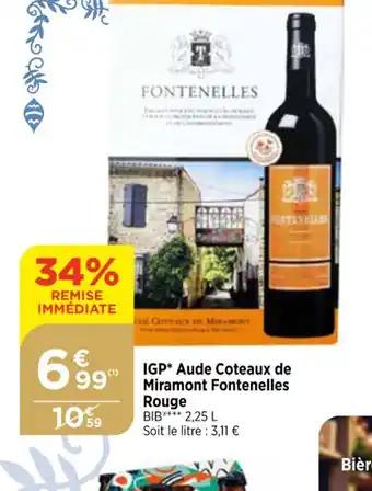 Bi1 IGP Aude Coteaux de Miramont Fontenelles Rouge offre
