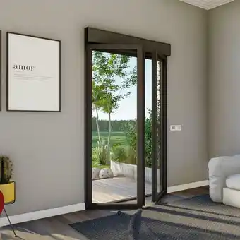 Brico Dépôt Porte-fenêtre aluminium + volet roulant intégré 2 vantaux H. 205 x l. 120 cm offre
