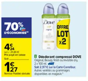 Carrefour Deodorant compresse dove offre