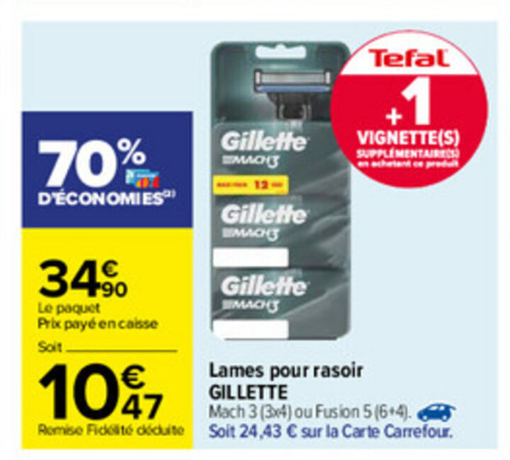 lames gillette mach 3 carrefour