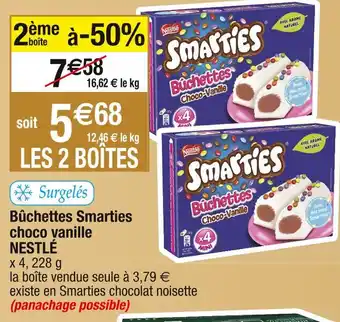 Cora x Carrefour Nestlé bûchettes smarties choco vanille offre
