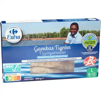Carrefour Carrefour extra gambas entières crues asc black tiger surgelées offre