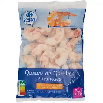 Carrefour Carrefour extra queues de gambas sauvages crues décortiquées surgelées offre
