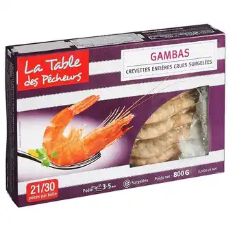 Carrefour La table des pêcheurs gambas entières crues surgelées offre
