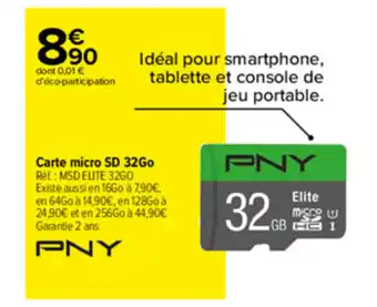 Carrefour Carte micro SD 32go Réf : MSD EUTE 32GD offre