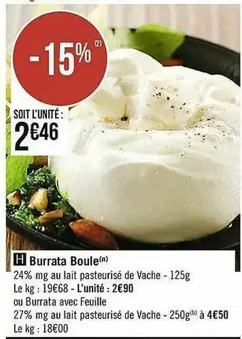 Casino Supermarchés Burrata Boule offre