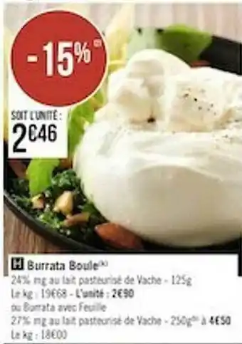 Géant Casino Burrata Boule offre