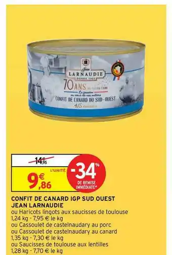 Intermarché Hyper Confit De Canard Igp Sud Ouest Jean Larnaudie offre