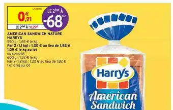 Intermarché Hyper American Sandwich Nature Harrys offre