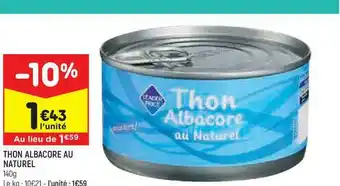 Leader Price Thon Albacore Au Naturel offre