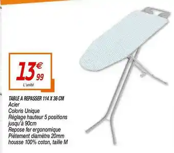Netto Table à Repasser 114 X 36 Cm offre
