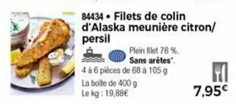 Thiriet Filets de colin d'alaska meunière citron/persil offre