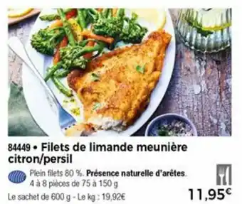 Thiriet Filets de limande meunière citron/persil offre