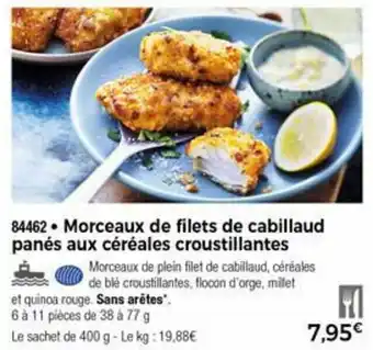 Thiriet Morceaux de filets de cabillaud panés aux céréales croustillantes offre