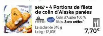 Thiriet 4 Portions de fielts de colin d'alaska panées offre