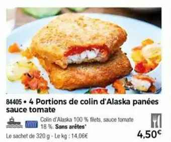 Thiriet 4 Portions de colin d'alaska panées sauce tomate offre