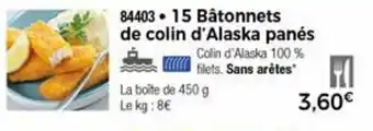 Thiriet 15 Bâtonnets de colin d'alaska panés offre