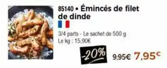 Thiriet Émincés de filet de dinde offre