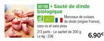 Thiriet Sauté de dinde biologique offre
