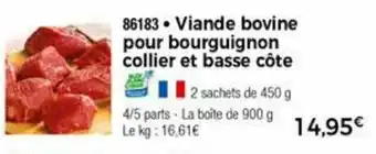Thiriet Viande bovine pour bourguignon collier et basse côte offre