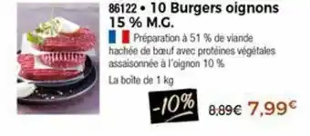 Thiriet 10 Burgers oignons 15% M.G. offre