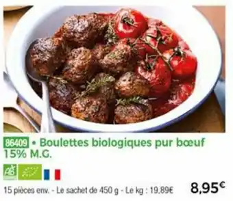 Thiriet Boulettes biologiques pur bœuf 15% M.G, offre