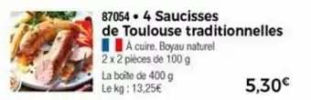 Thiriet 4 Saucisses de toulouse traditionnelles offre
