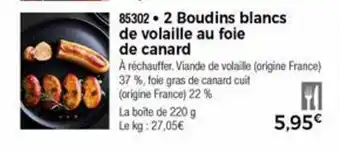 Thiriet 2 Boudins blancs de volaille au foie de canard offre