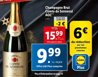 Lidl Champagne Brut Comte de Senneval AOC** offre