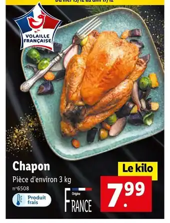Lidl Chapon Pièce d'environ 3 kg offre