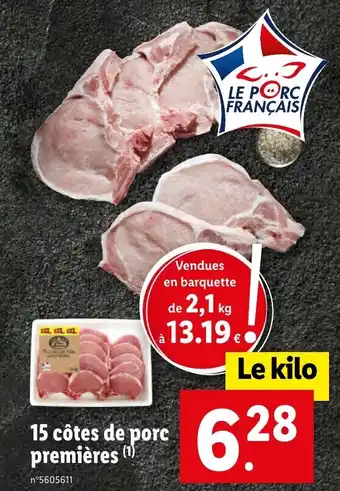 Lidl 15 côtes de porc premières (¹) offre