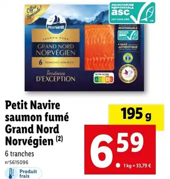 Lidl Petit Navire saumon fumé Grand Nord Norvégien offre