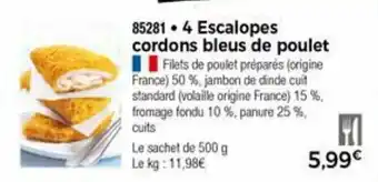 Thiriet 4 Escalopes cordons bleus de poulet offre