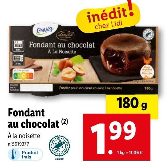 Promo Fondant au chocolat (2) chez Lidl