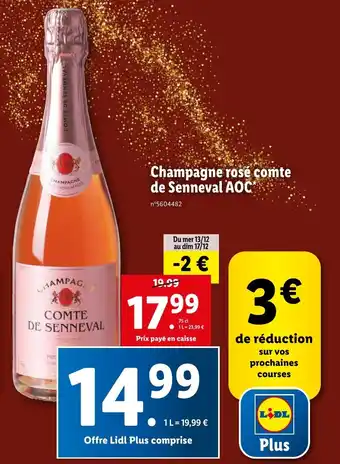 Lidl Champagne rosé comte de Senneval AOC offre