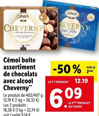 Lidl Cémoi boîte assortiment de chocolats avec alcool Cheverny*** offre