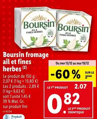 Lidl Boursin fromage ail et fines herbes (2) offre